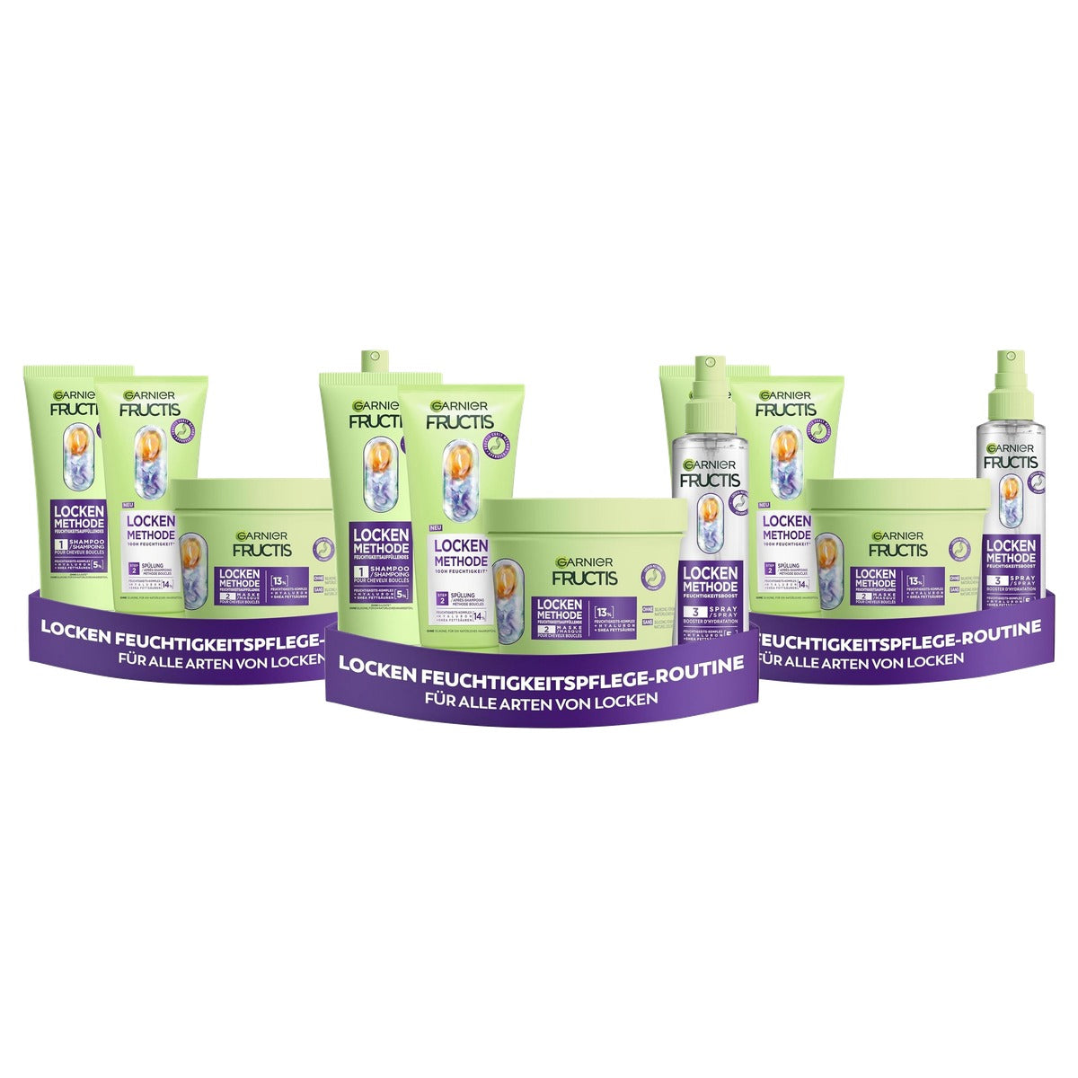 Garnier Fructis Krulmethode set 200ml + 200ml + 370ml + 3 x 150 ml - Voordeelverpakking
