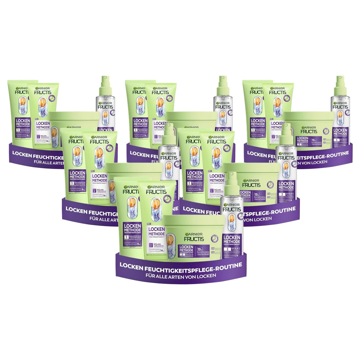 Garnier Fructis Krulmethode set 200ml + 200ml + 370ml + 6 x 150 ml - Voordeelverpakking