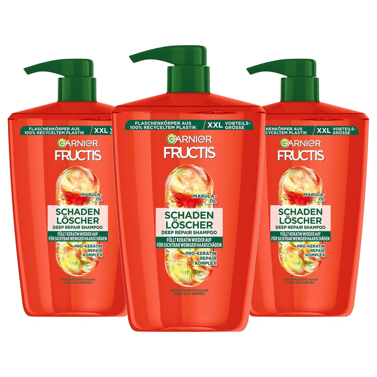 Garnier Fructis Reparerende Shampoo Beschadigd Haar 3 x 1000 ml - Voordeelverpakking