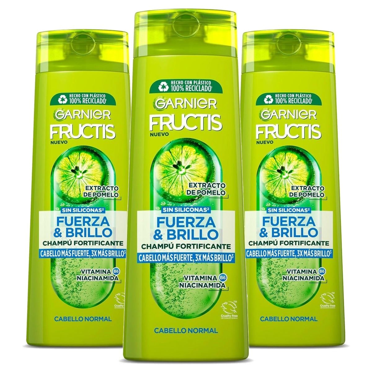 Garnier Fructis Shampoo Kraft & Glans 3 x 380 ml - Voordeelverpakking