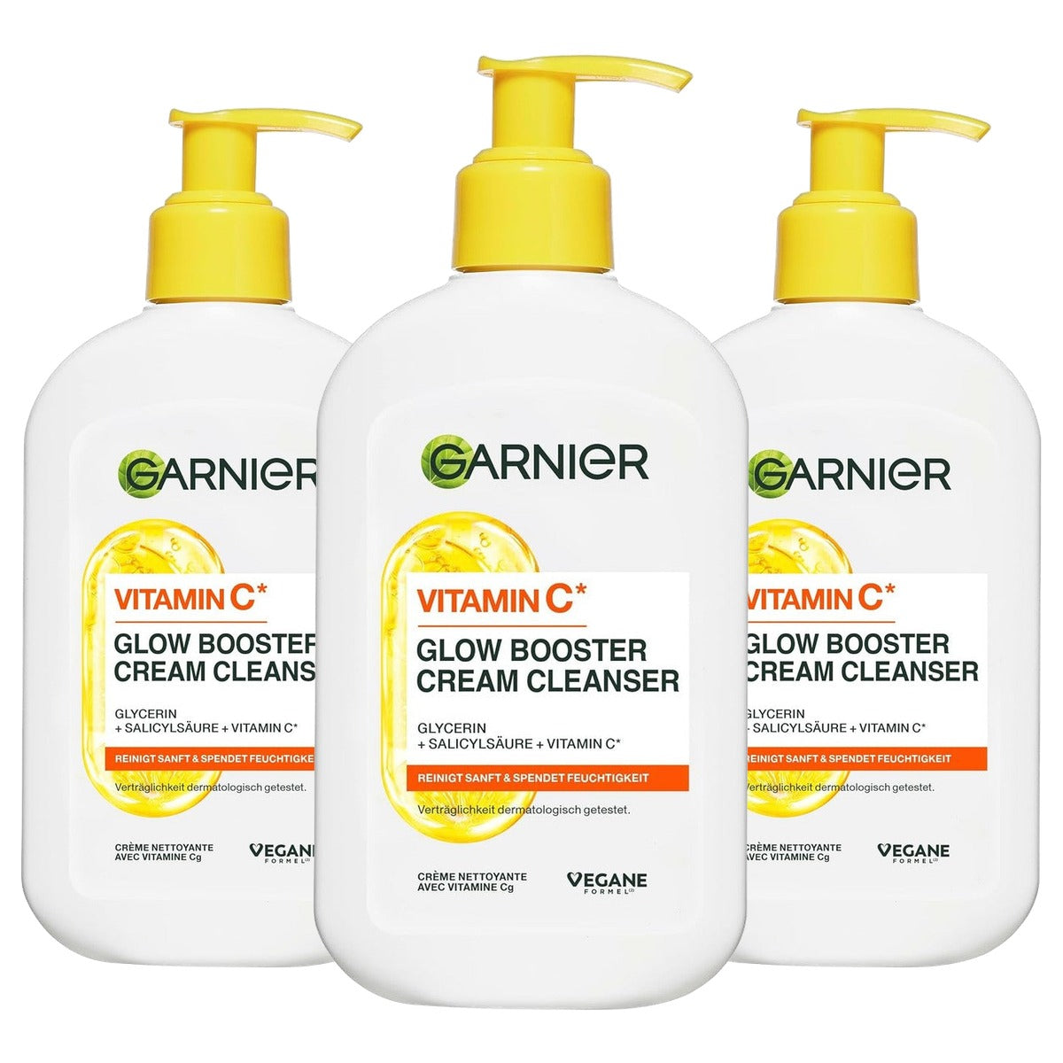 Garnier SkinActive Glow Booster Cream Cleanser Vitamine C 3 x 250 ml - Voordeelverpakking