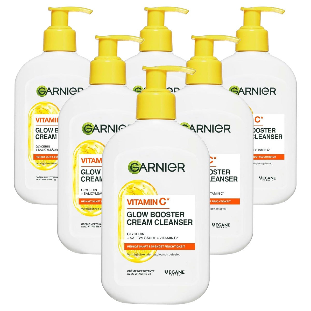 Garnier SkinActive Glow Booster Cream Cleanser Vitamine C 6 x 250 ml - Voordeelverpakking