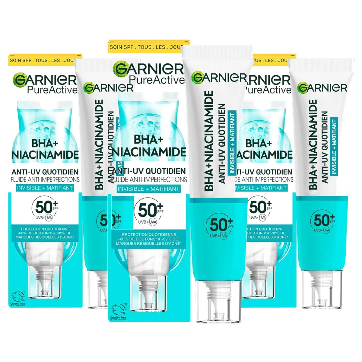 Garnier Hautklar BHA + Niacinamide Daily-UV SPF 50+ 3 x 40 ml - Voordeelverpakking