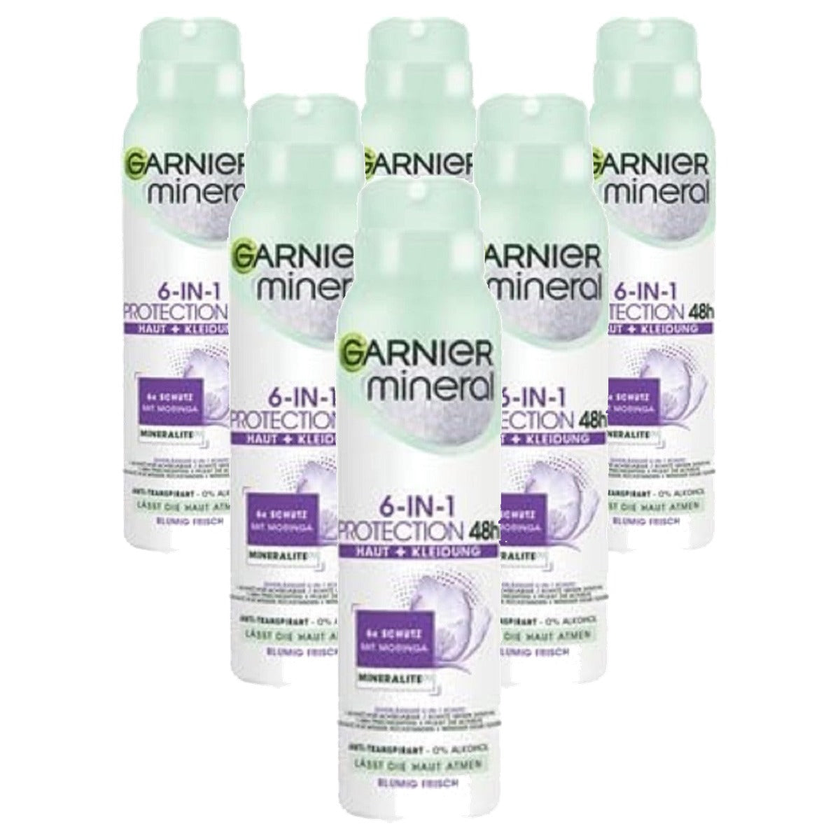 Garnier Mineral 6-in-1 48H anti-transpirant 6 x 150 ml - Voordeelverpakking