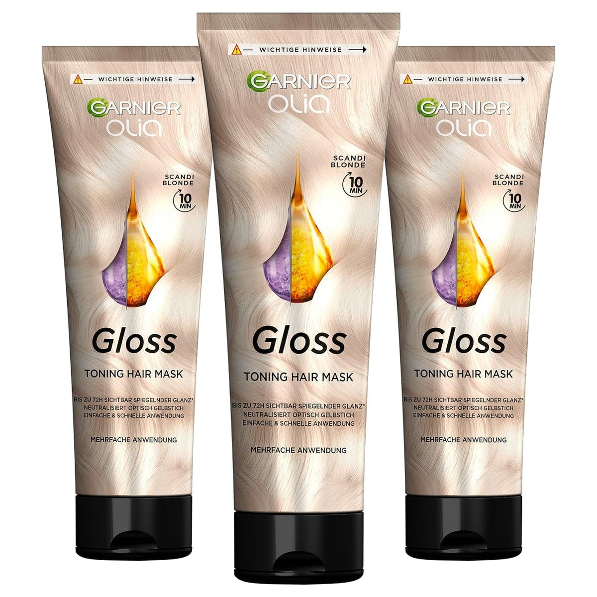 Garnier Olia Gloss Tinted Hair Mask Scandi Blonde 3 x 150 ml - Voordeelverpakking