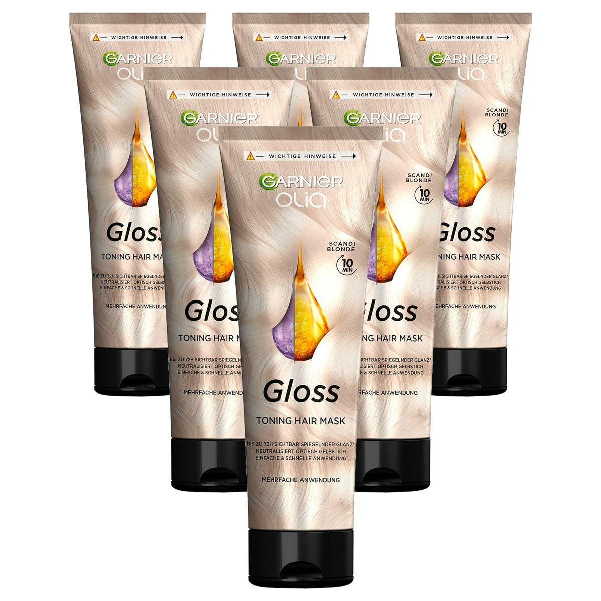 Garnier Olia Gloss Tinted Hair Mask Scandi Blonde 6 x 150 ml - Voordeelverpakking