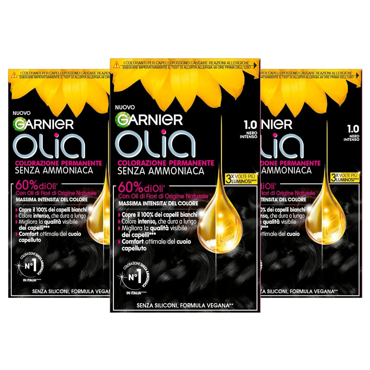 Garnier Olia Midnight Haarverf Diepzwart 1 x - 3-pack