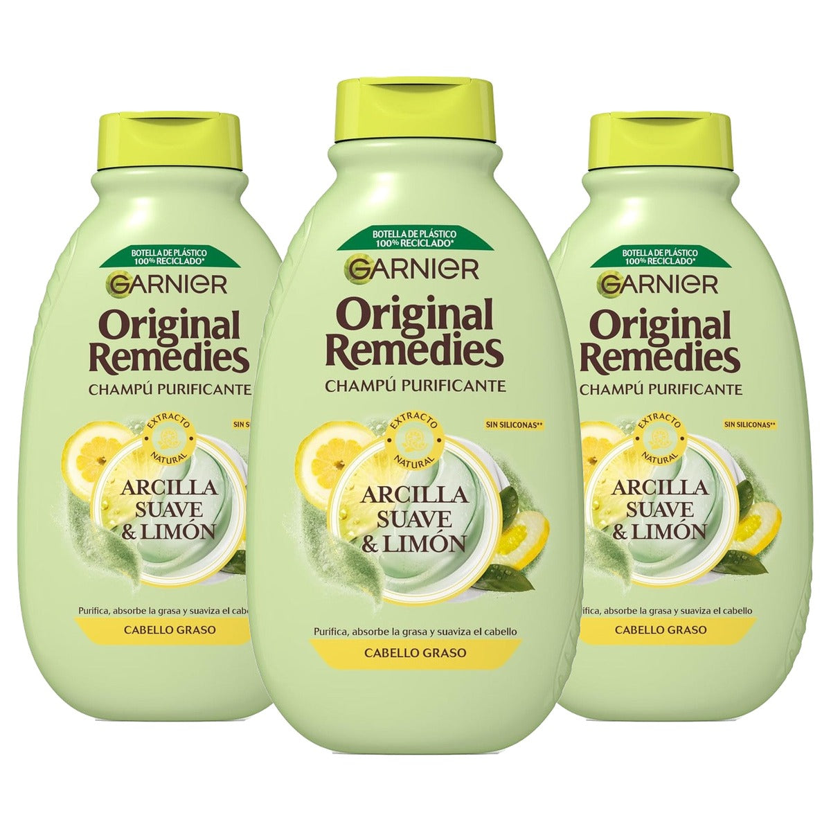 Garnier Original Remedies Shampoo Zachte Klei & Citroen 3 x 400 ml - Voordeelverpakking