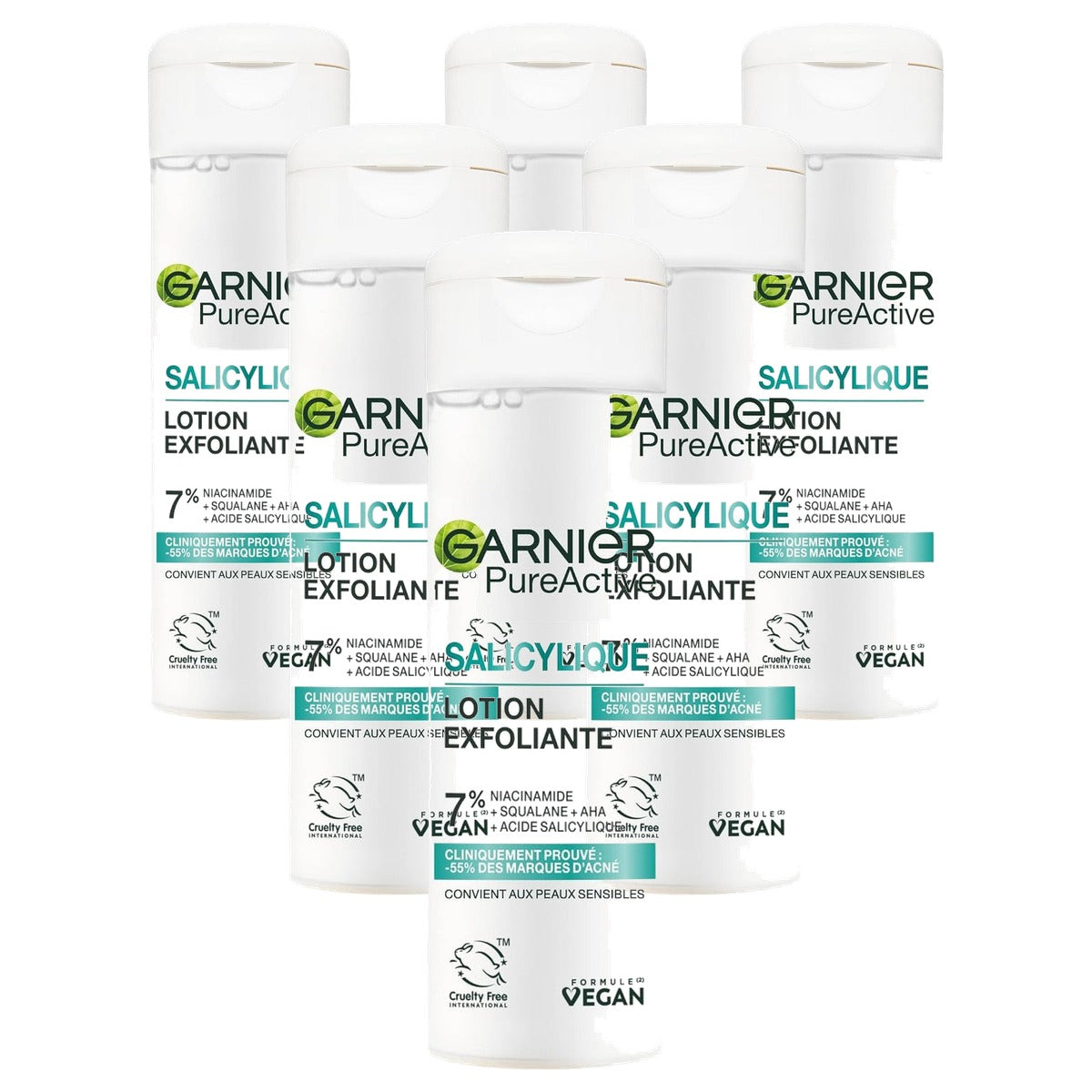 Garnier PureActive Salicylische Peeling Lotion 6 x 120 ml - Voordeelverpakking
