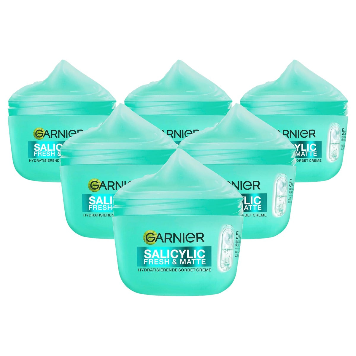 Garnier Salicylic Fresh & Matte Sorbet Crème 6 x 85 ml - Voordeelverpakking