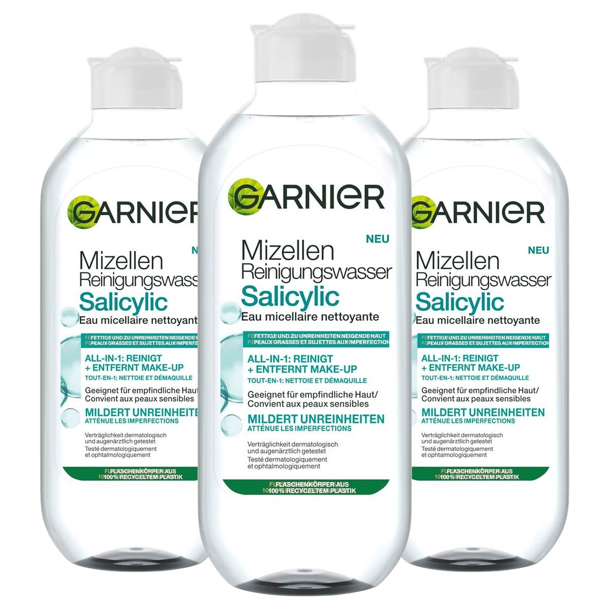 Garnier Salicylic Micellair Reinigingswater 3 x 400 ml - Voordeelverpakking