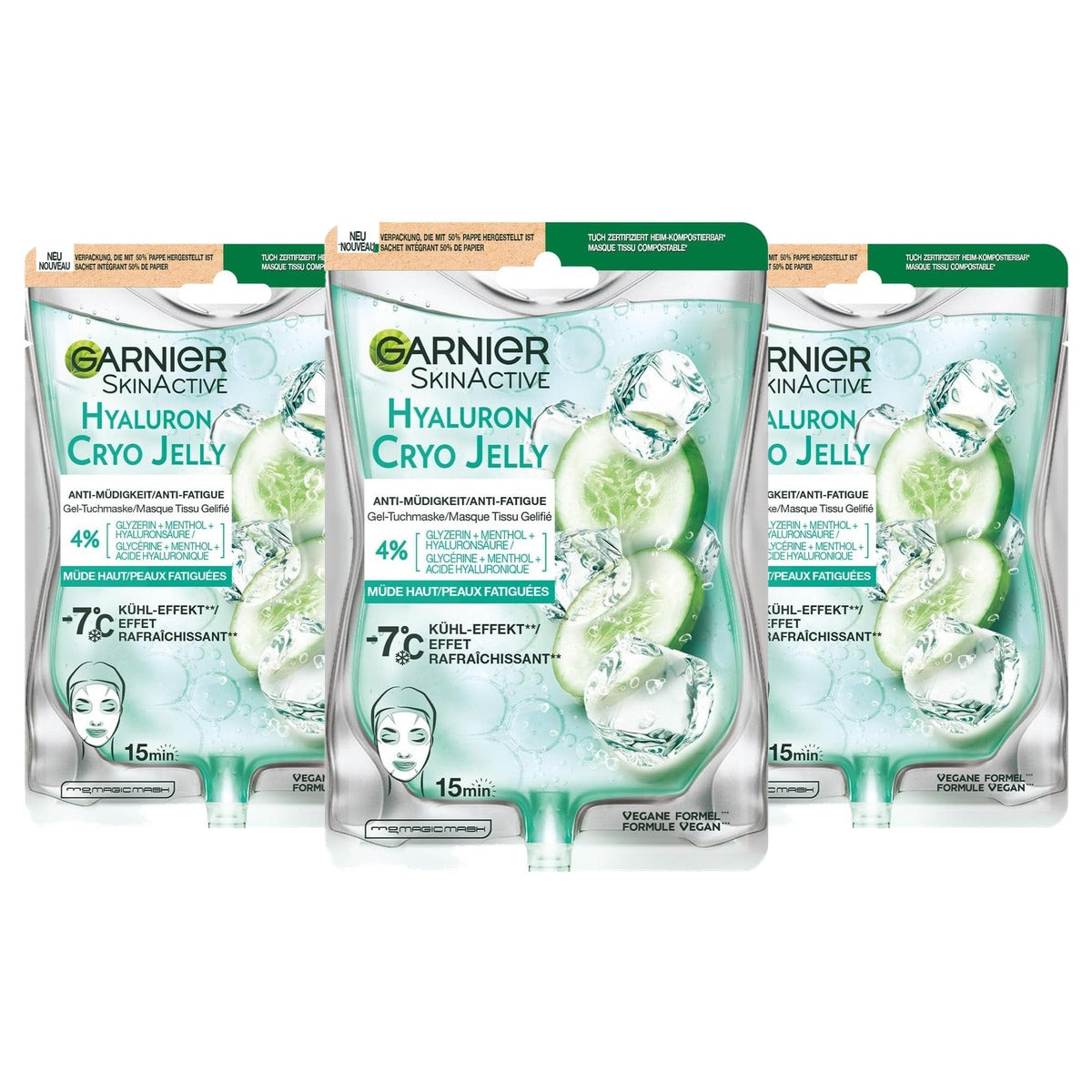 Garnier Skin Active Hyaluron Cryo Jelly Gezichtsmasker 1 - 3-pack