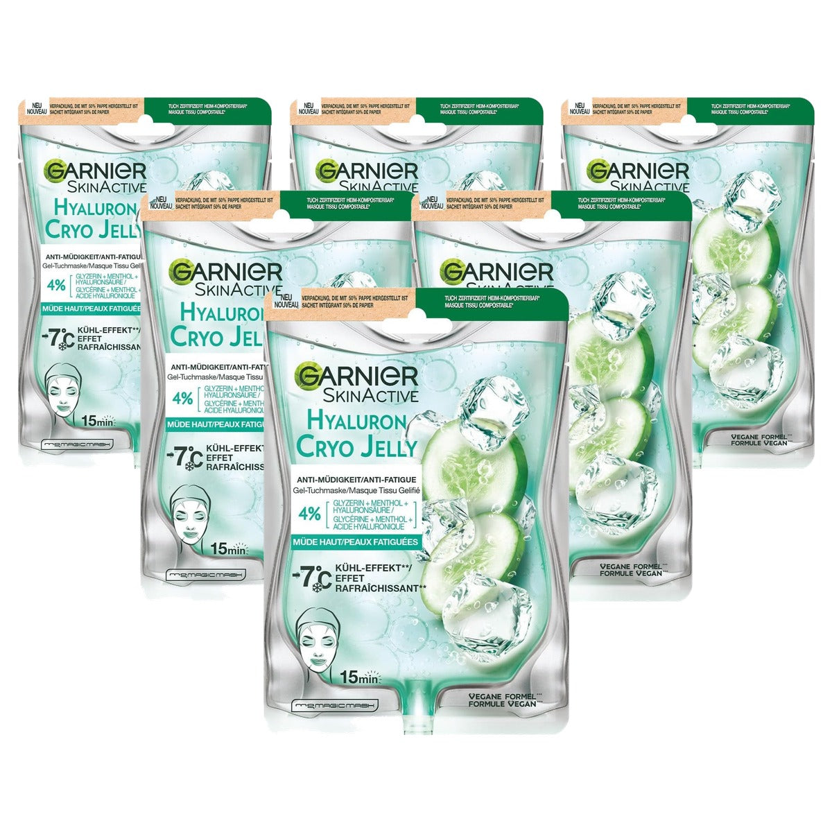 Garnier Skin Active Hyaluron Cryo Jelly Gezichtsmasker 1 - 6-pack