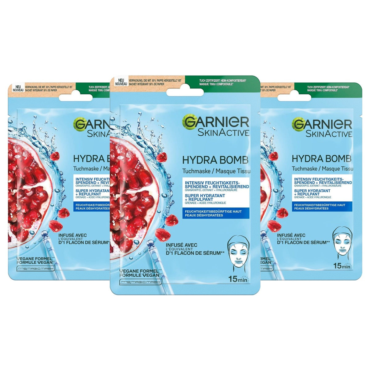 Garnier SkinActive Hydra Bomb doekmasker - 3-pack