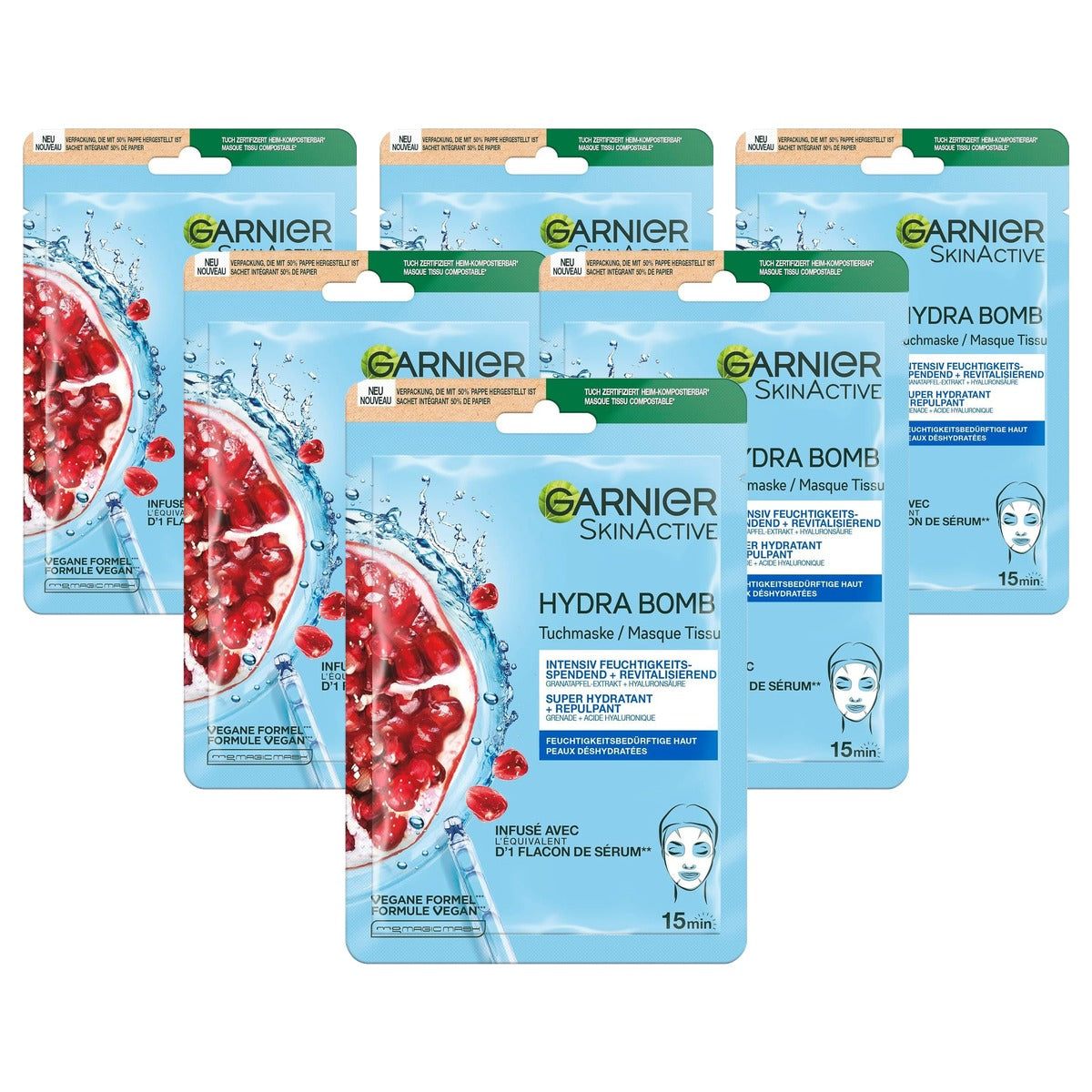 Garnier SkinActive Hydra Bomb doekmasker - 6-pack