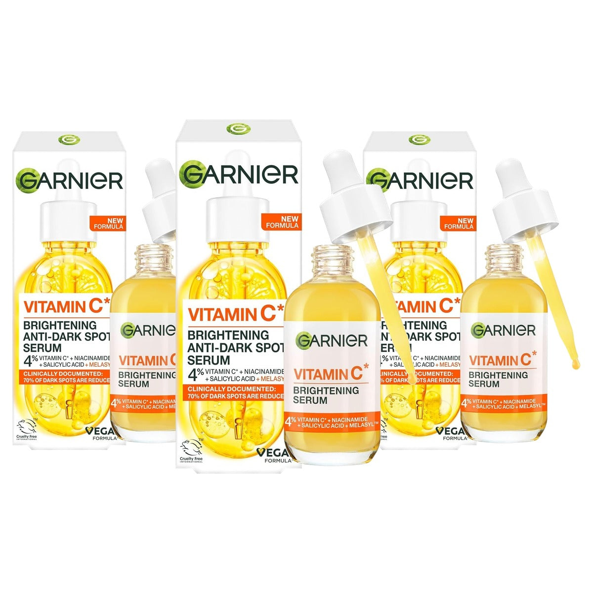 Garnier SkinActive Vitamine C Brightening Serum 3 x 30 ml - Voordeelverpakking