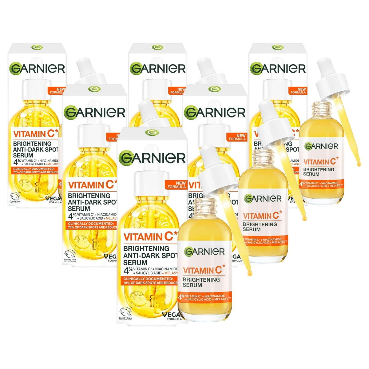 Garnier SkinActive Vitamine C Brightening Serum 6 x 30 ml - Voordeelverpakking