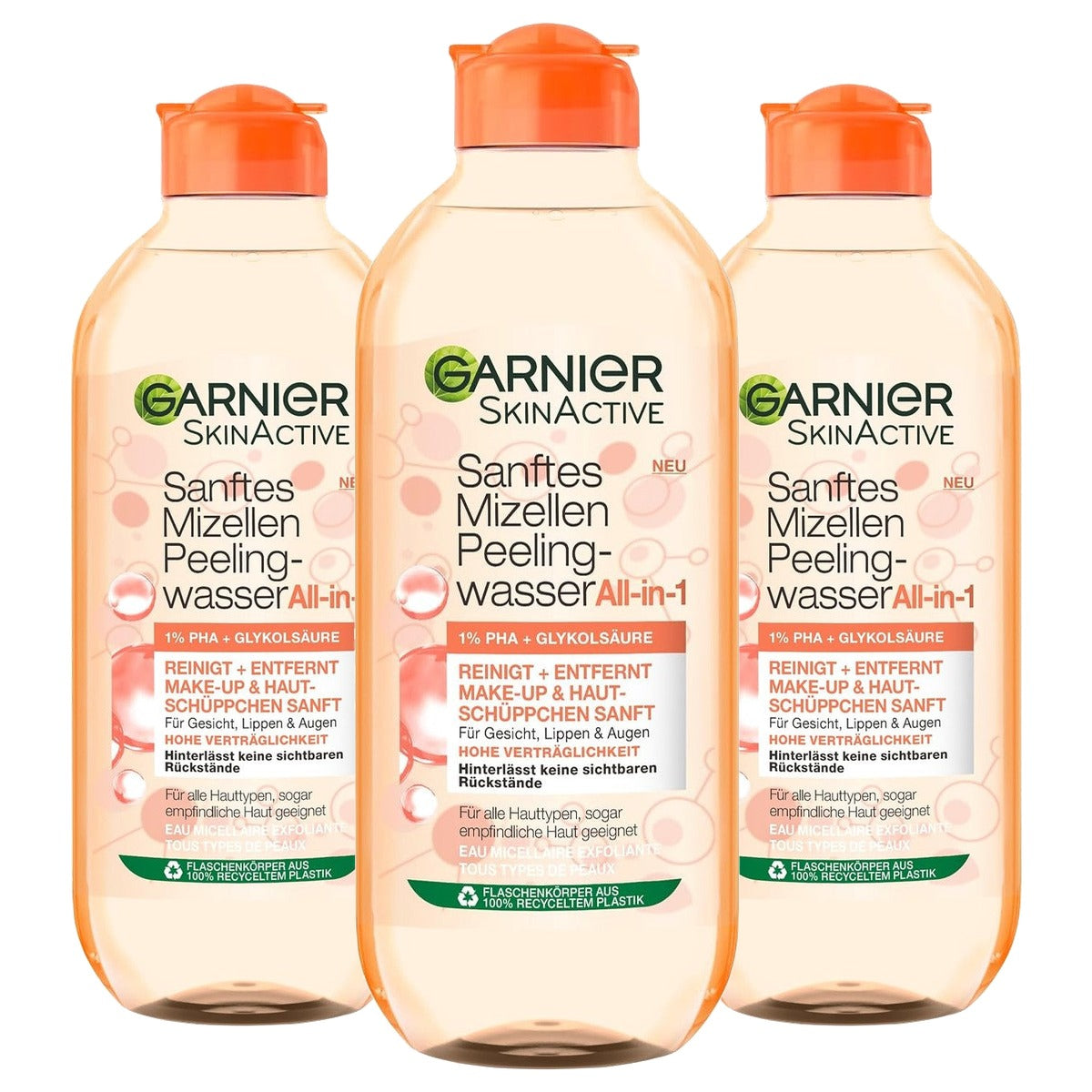 Garnier SkinActive Zacht Micellair Peelingwater 3 x 400 ml - Voordeelverpakking
