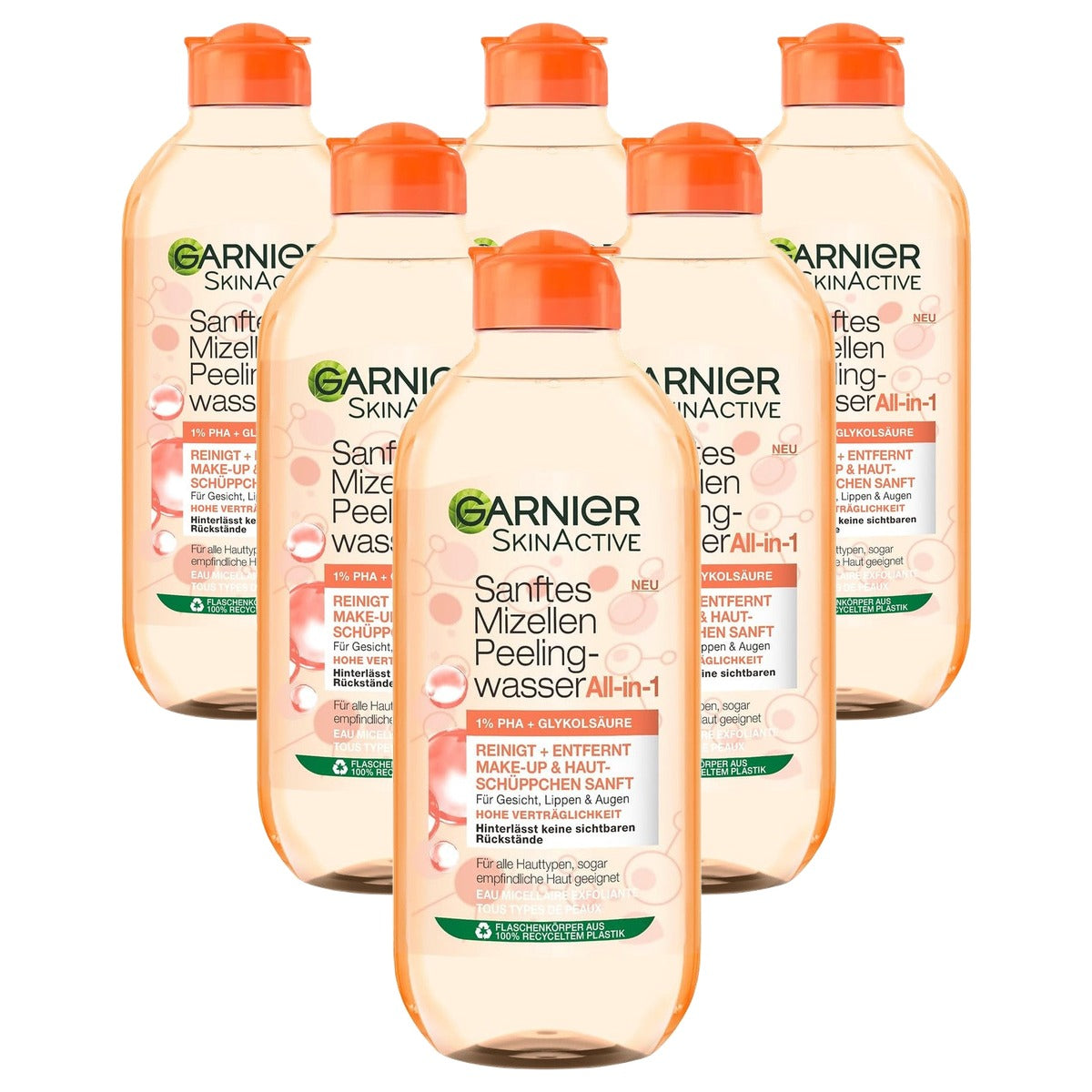 Garnier SkinActive Zacht Micellair Peelingwater 6 x 400 ml - Voordeelverpakking