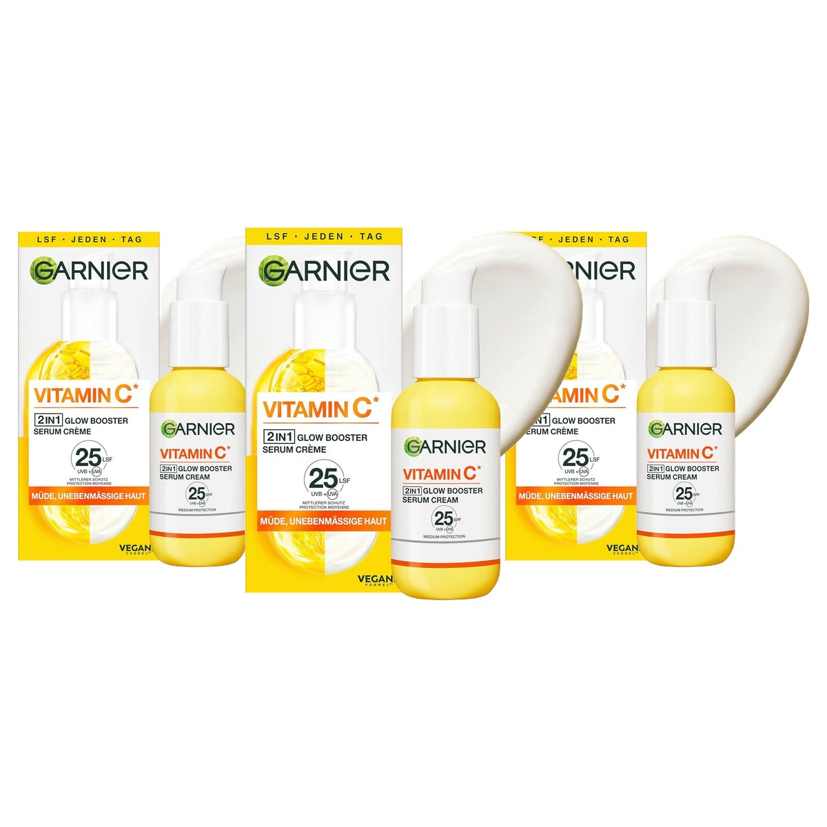 Garnier SkinActive Vitamine C Serum Crème SPF 25 3 x 50 ml - Voordeelverpakking