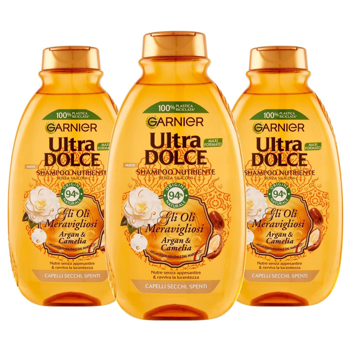 Garnier Ultra Dolce Shampoo Olio di Argan Camelia 3 x 300 ml - Voordeelverpakking