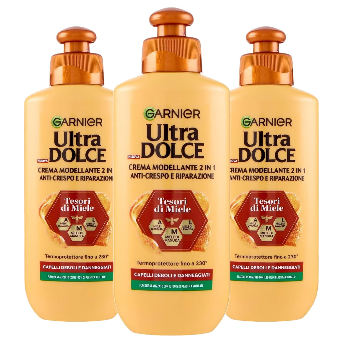 Garnier Ultra Dolce Tesori di Miele 2-in-1 Modelliercreme 3 x 200 ml - Voordeelverpakking