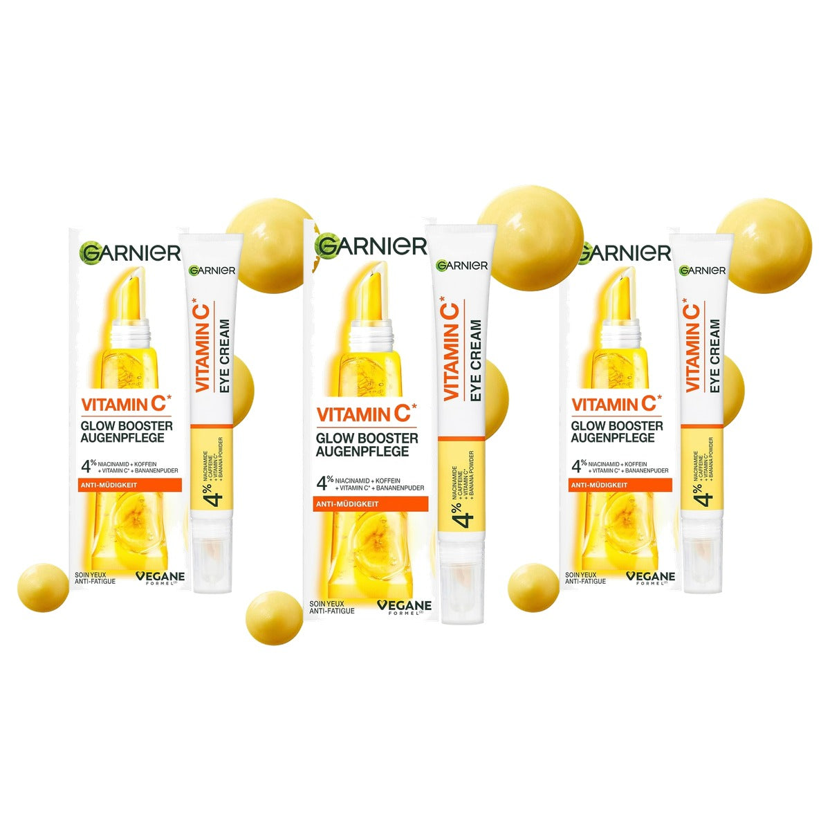 Garnier Vitamine C Glow Booster oogcrème 3 x 15 ml - Voordeelverpakking