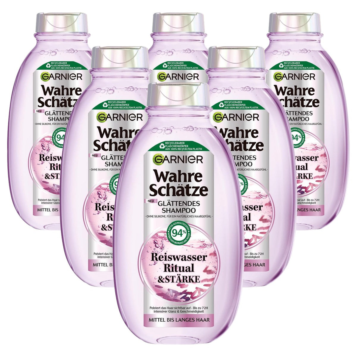 Garnier Wahre Schätze Rijstwater Ritual & Stärke 6 x 250 ml - Voordeelverpakking