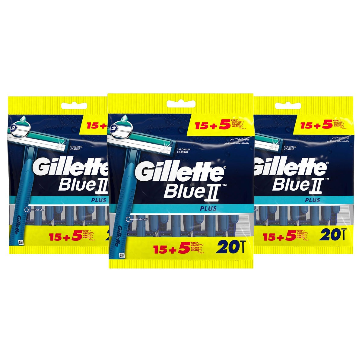 Gillette BlueII Plus Wegwerpmessen voor mannen 3 x 20 stuk - Voordeelverpakking