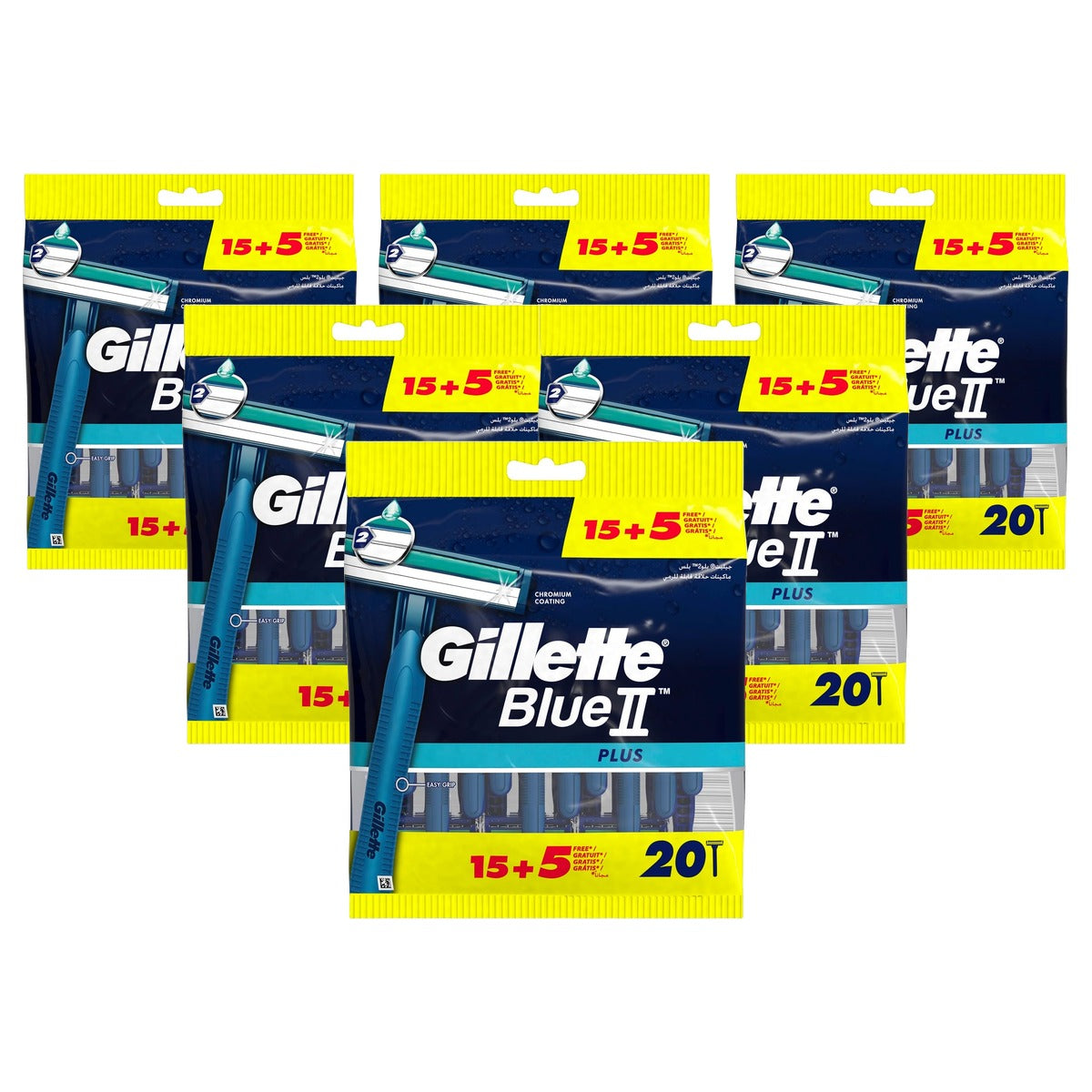 Gillette BlueII Plus Wegwerpmessen voor mannen 6 x 20 stuk - Voordeelverpakking
