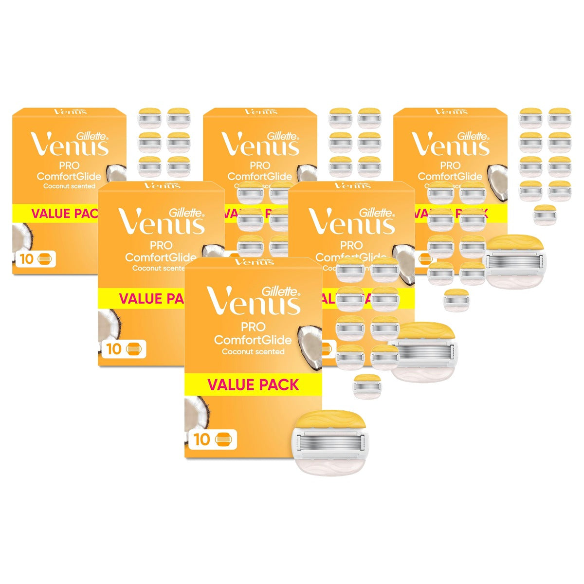 Gillette Venus Pro ComfortGlide kokosgeur reservemesjes 6 x 10 stuks - Voordeelverpakking