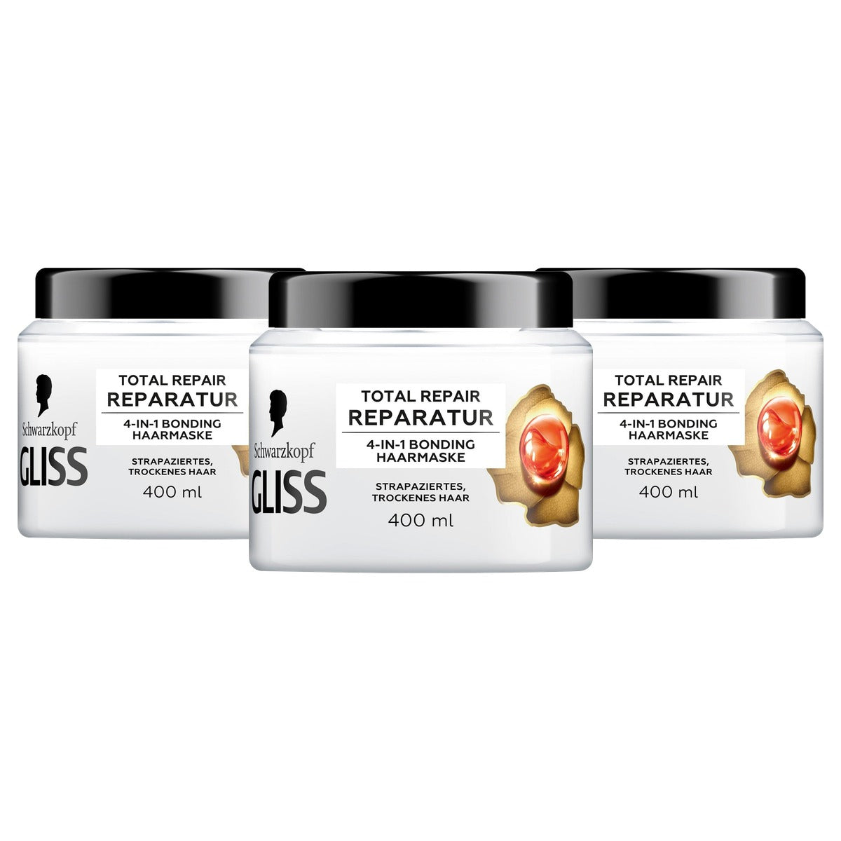 Gliss 4-in-1 herstel Total Repair 3 x 400 ml - Voordeelverpakking