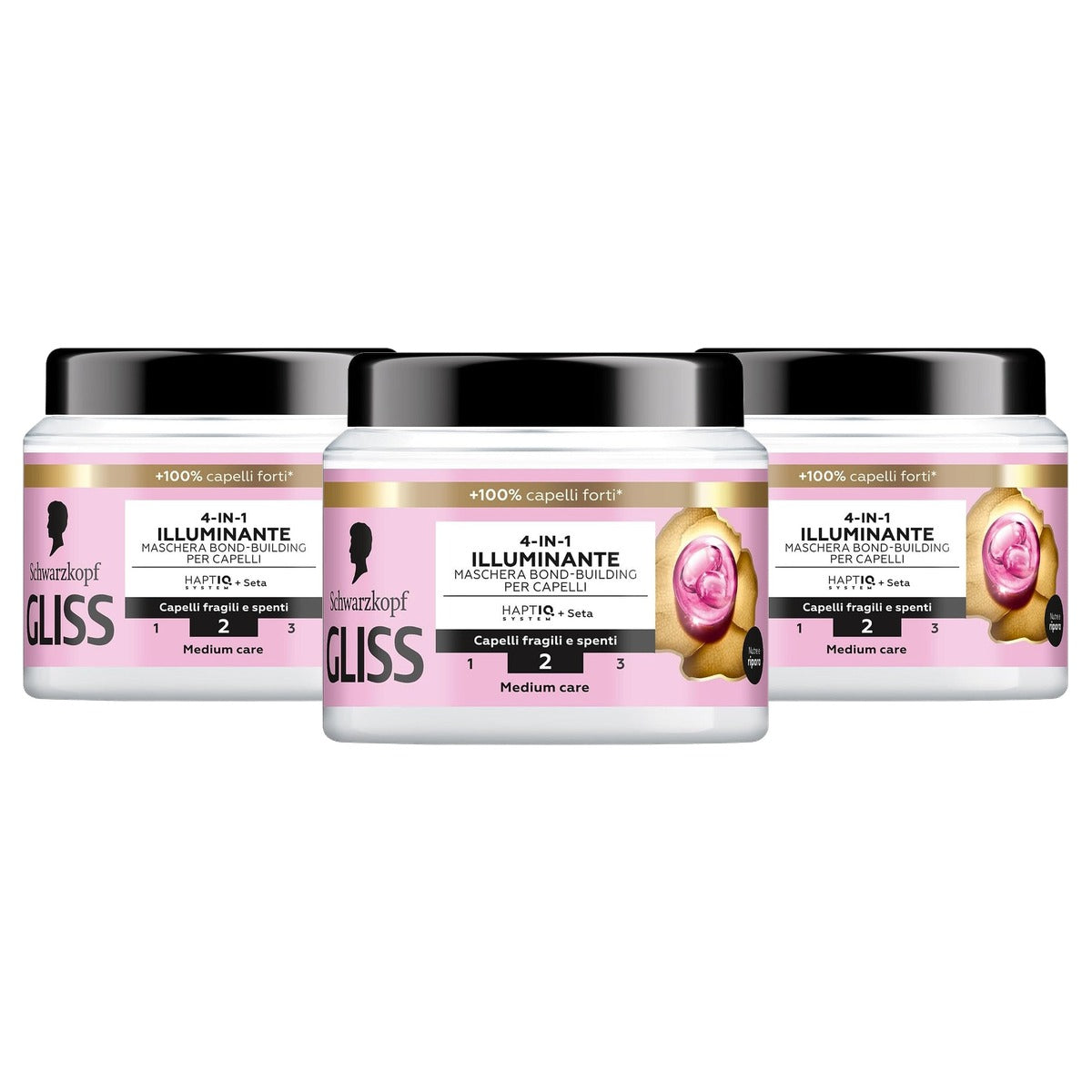 Gliss 4-in-1 Highlighter Bond-Building Haarmasker 3 x 400 ml - Voordeelverpakking