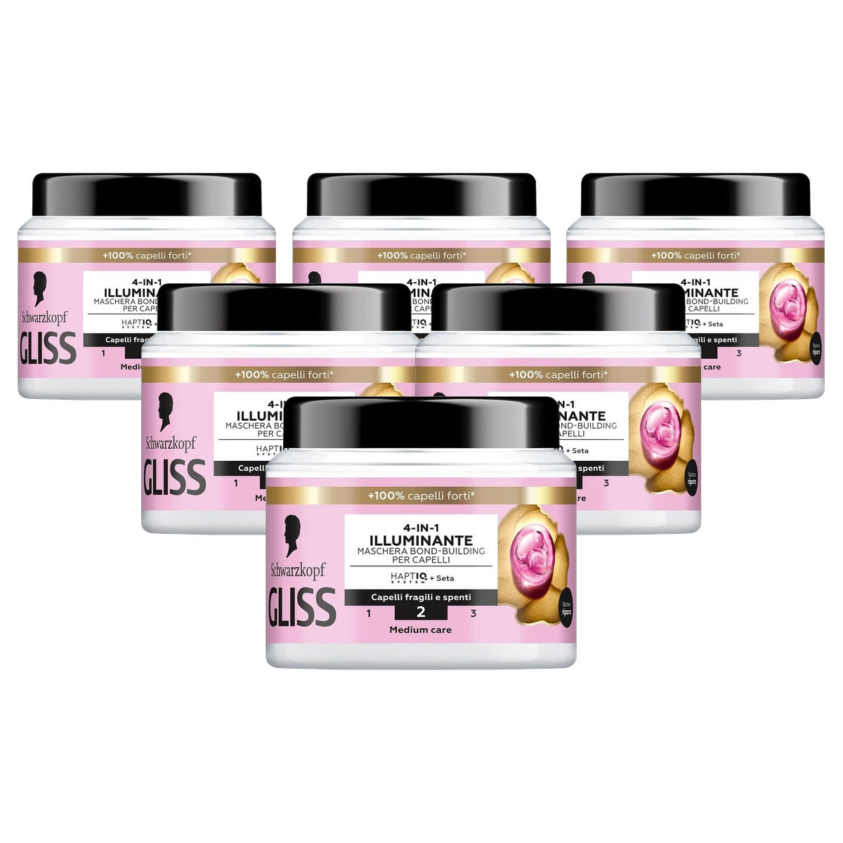 Gliss 4-in-1 Highlighter Bond-Building Haarmasker 6 x 400 ml - Voordeelverpakking