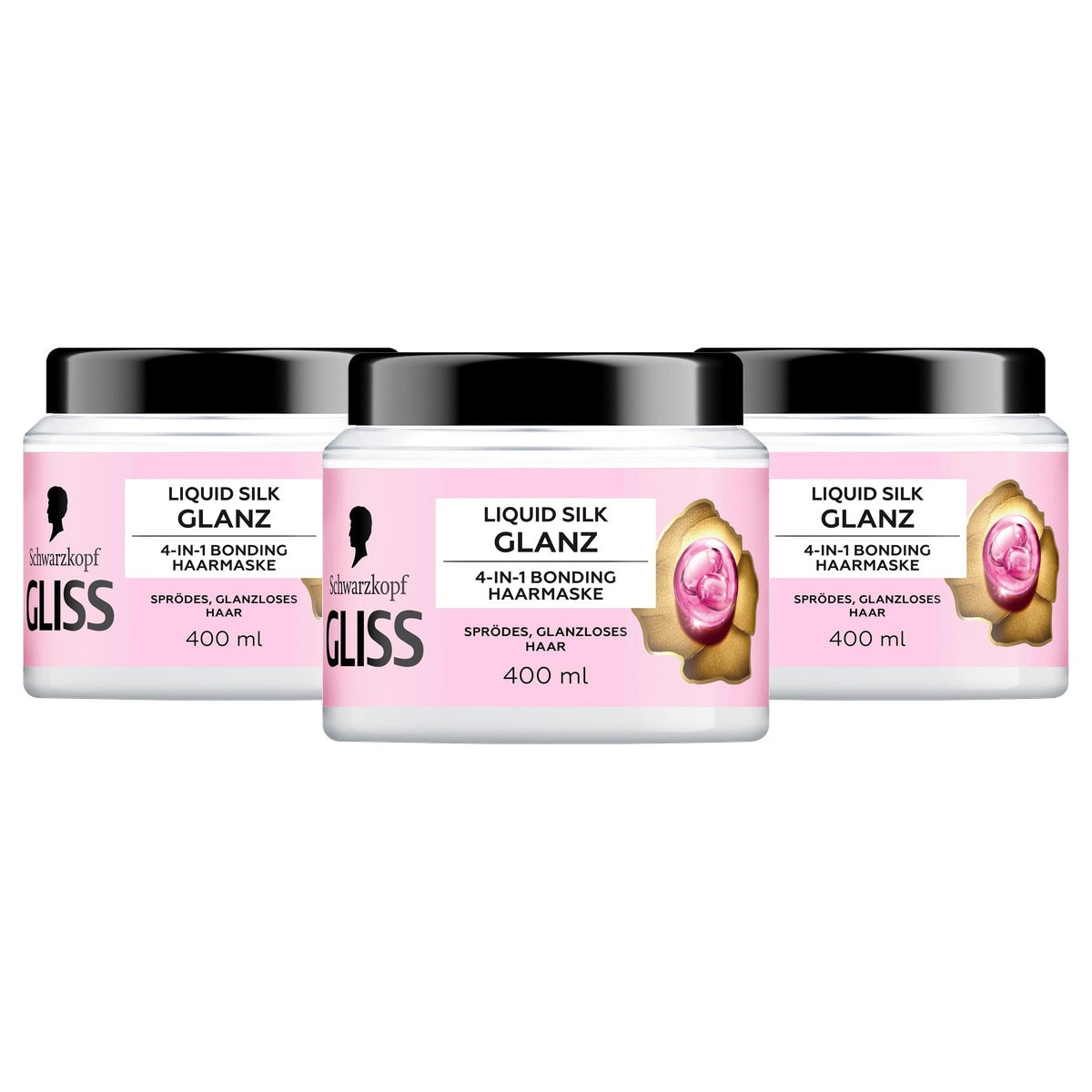 Gliss 4-in-1 Kur Repair Liquid Silk 3 x 400 ml - Voordeelverpakking