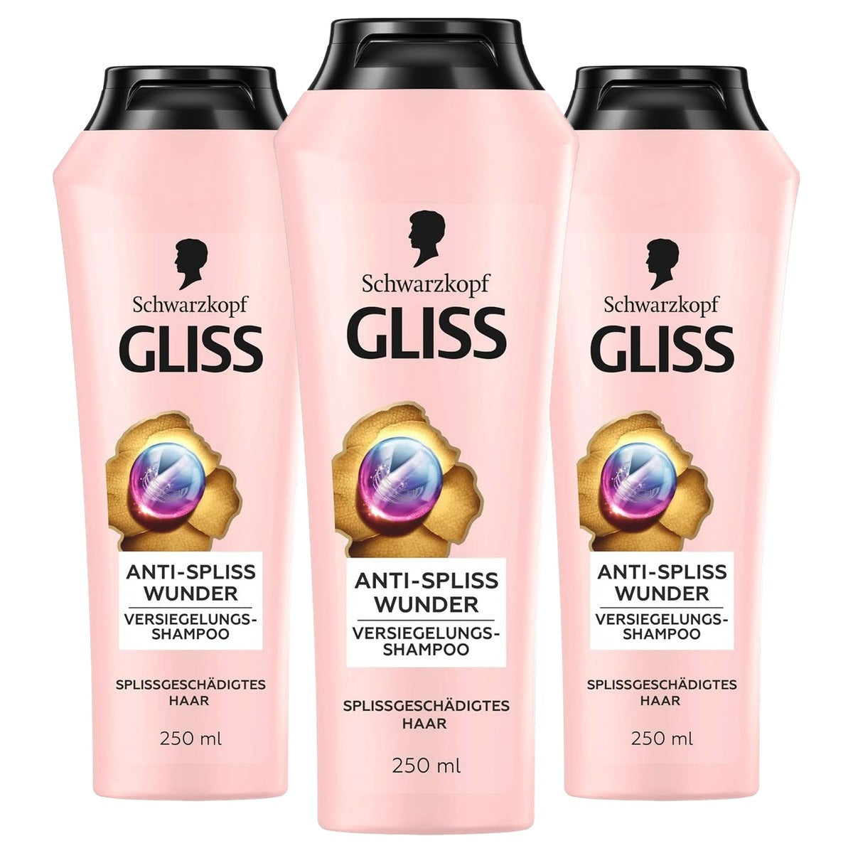 Gliss Shampoo Anti-splijten Wunder 3 x 250 ml - Voordeelverpakking