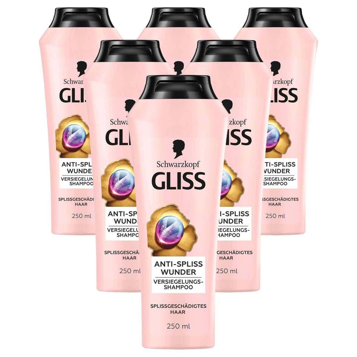 Gliss Shampoo Anti-splijten Wunder 6 x 250 ml - Voordeelverpakking