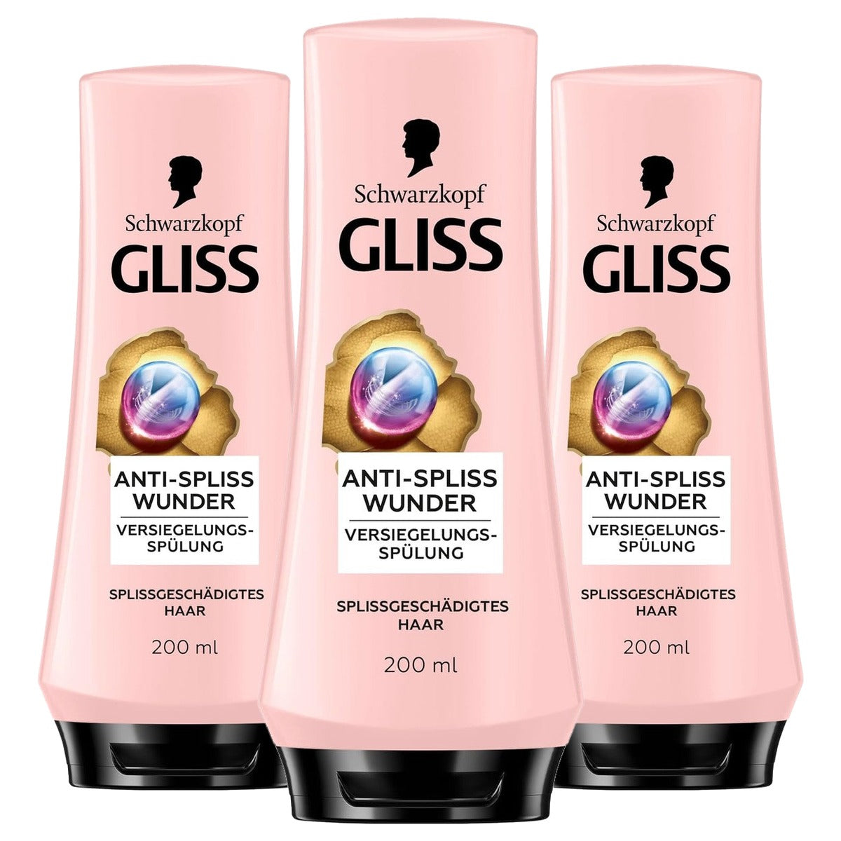 Gliss Anti-Splijten Wunder Spoeling 3 x 200 ml - Voordeelverpakking