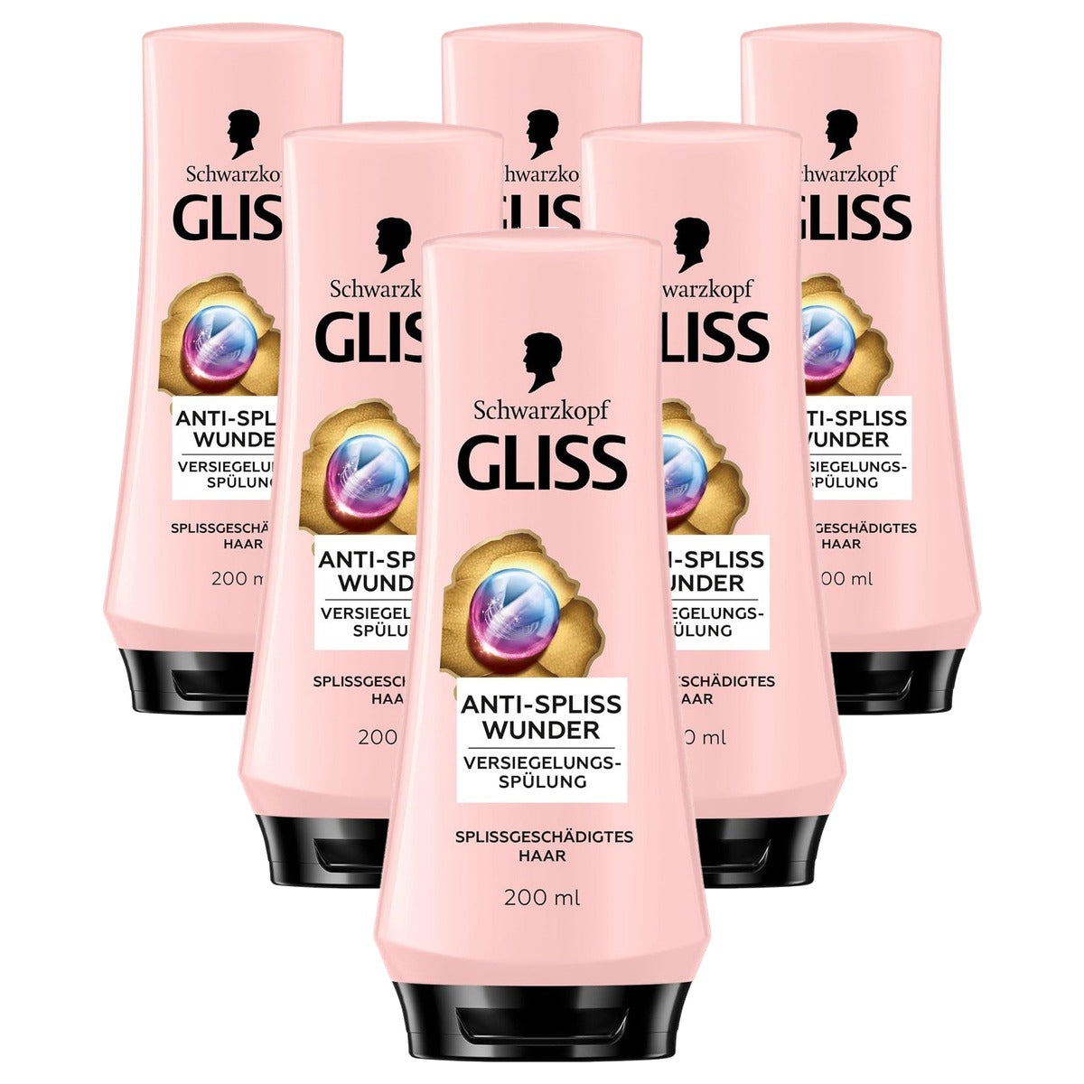 Gliss Anti-Splijten Wunder Spoeling 6 x 200 ml - Voordeelverpakking