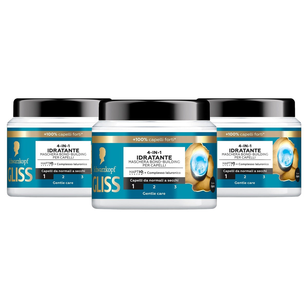 Gliss 4-in-1 Aqua-Revive bond-build-masker 3 x 400 ml - Voordeelverpakking