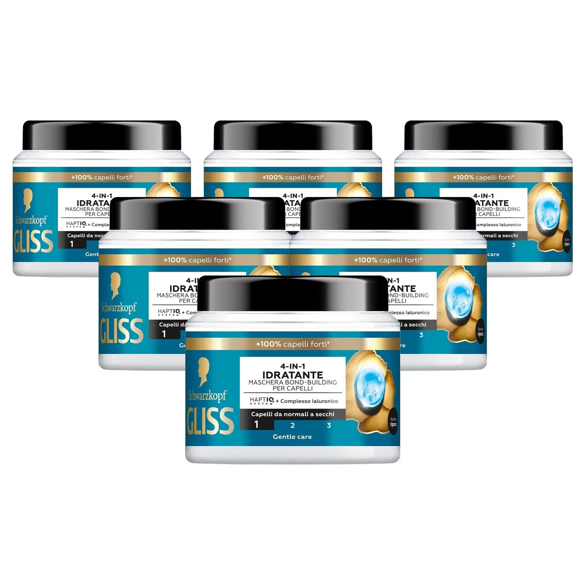 Gliss 4-in-1 Aqua-Revive bond-build-masker 6 x 400 ml - Voordeelverpakking