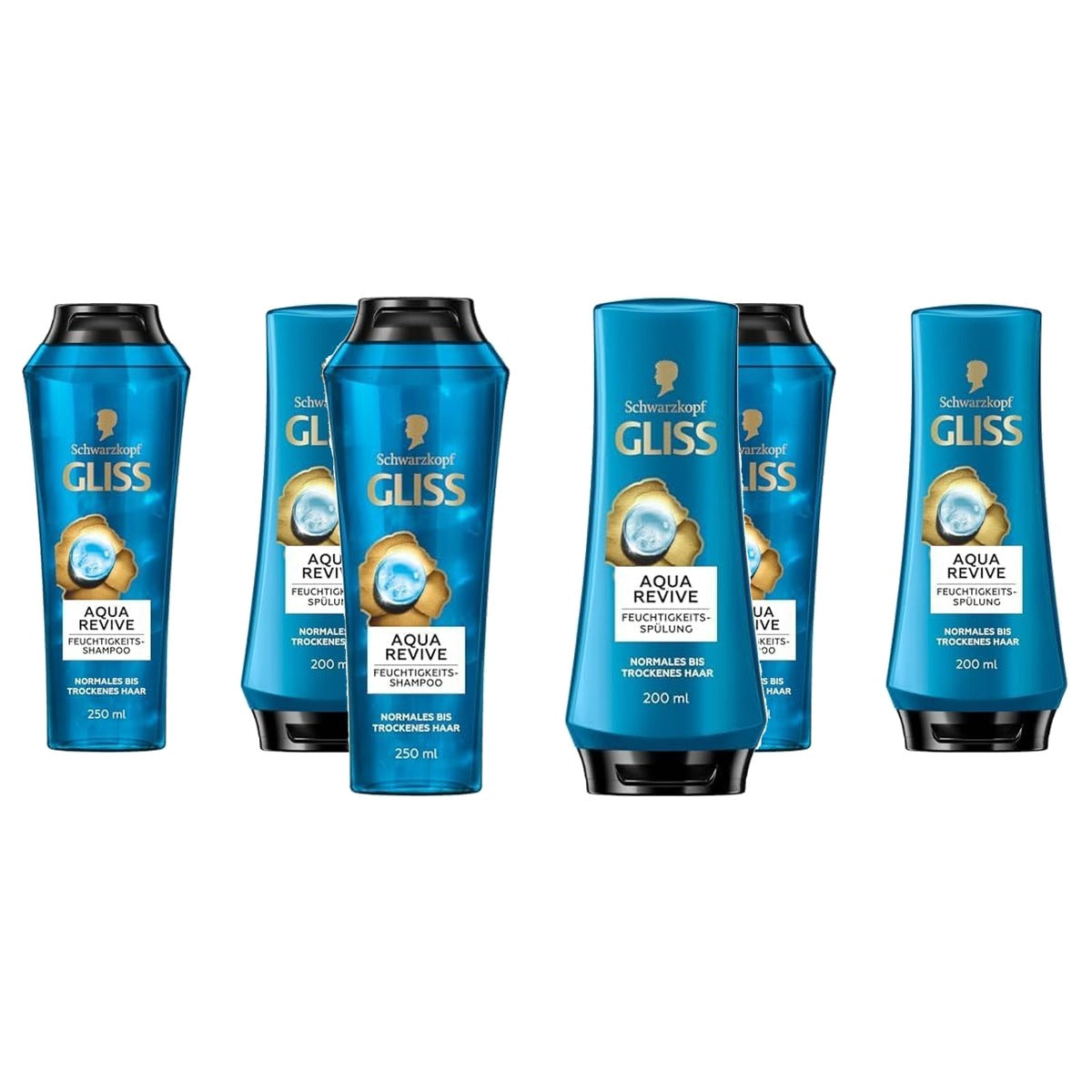 Gliss Aqua Revive Set Shampoo 250 ml + Spülung 3 x 200 ml - Voordeelverpakking