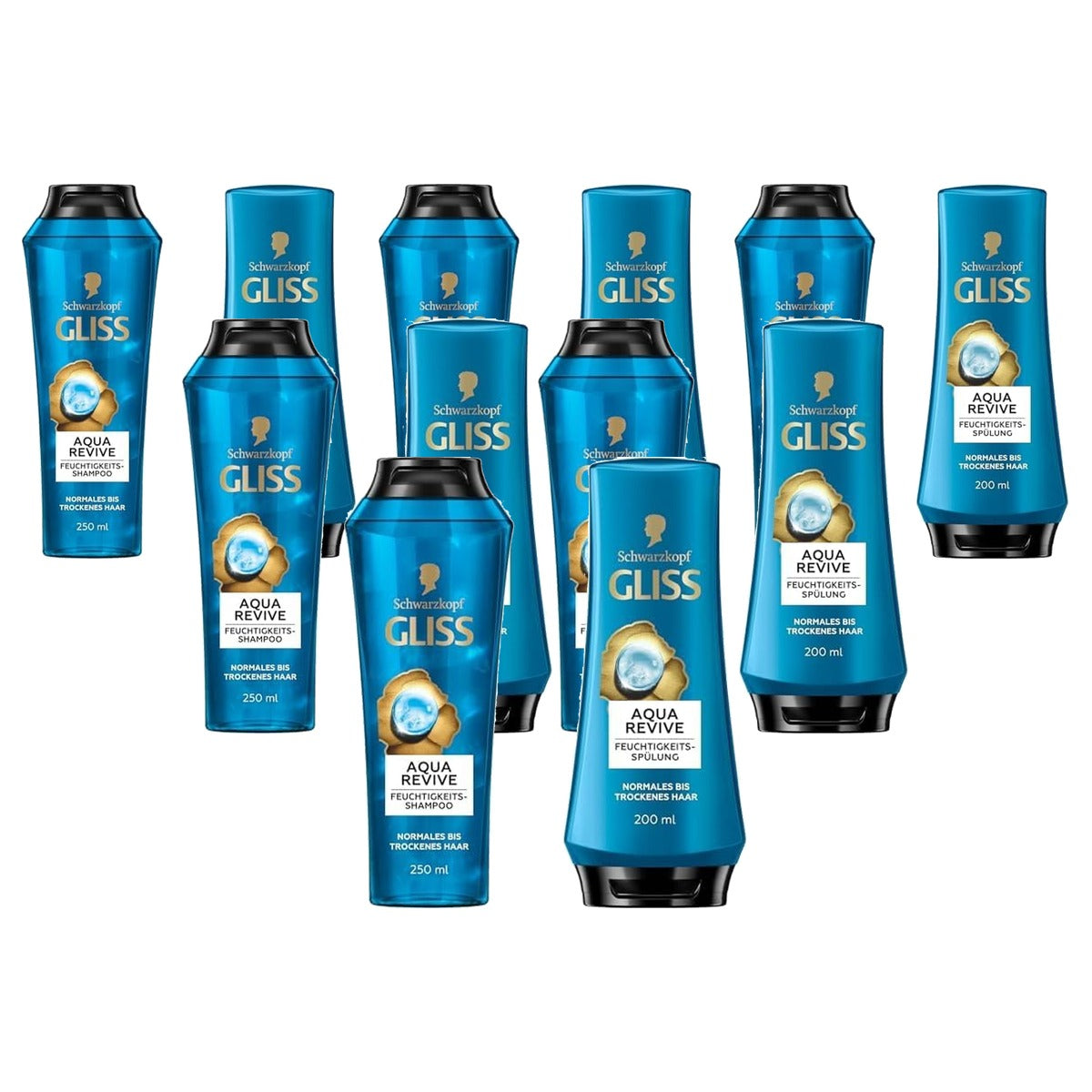 Gliss Aqua Revive Set Shampoo 250 ml + Spülung 6 x 200 ml - Voordeelverpakking