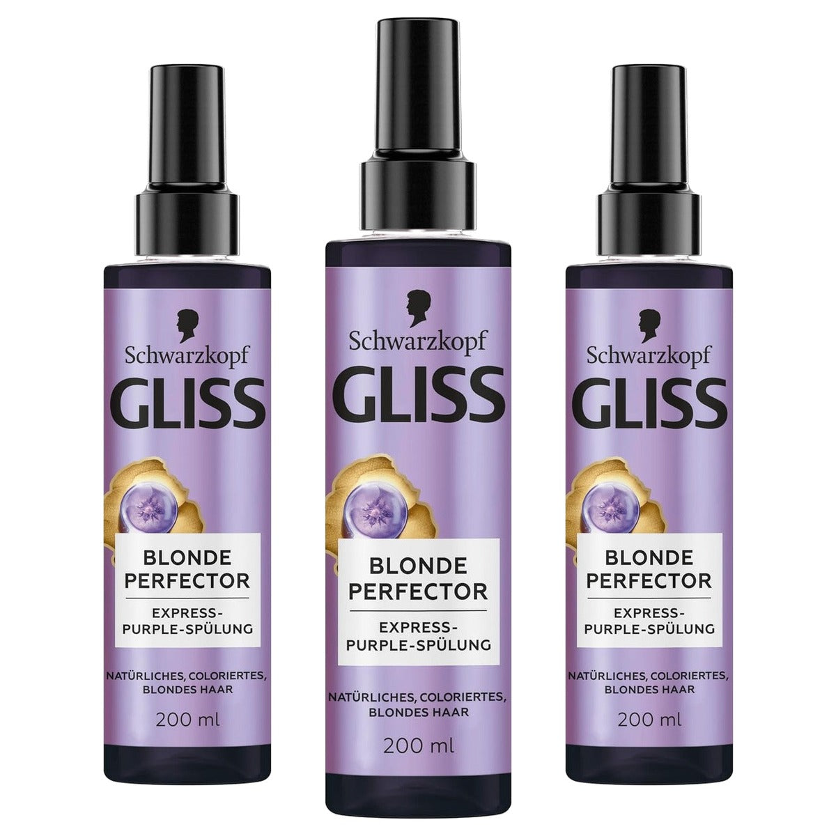 Gliss Blonde Perfector Express-Purple Conditioner 3 x 200 ml - Voordeelverpakking