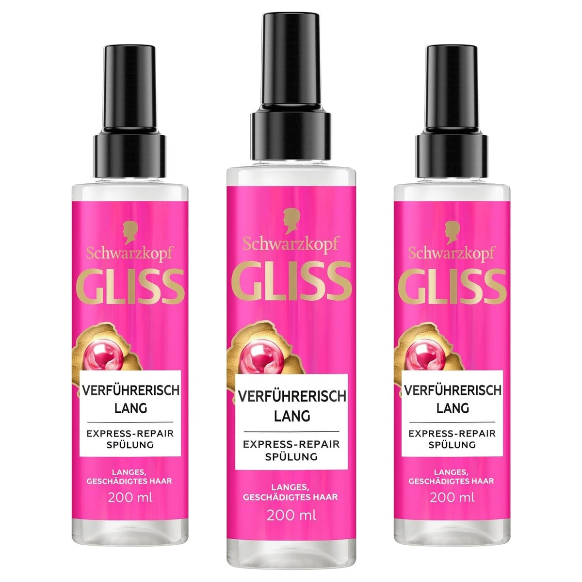 Gliss Express-Repair Conditioner Verleidelijk Lang 3 x 200 ml - Voordeelverpakking
