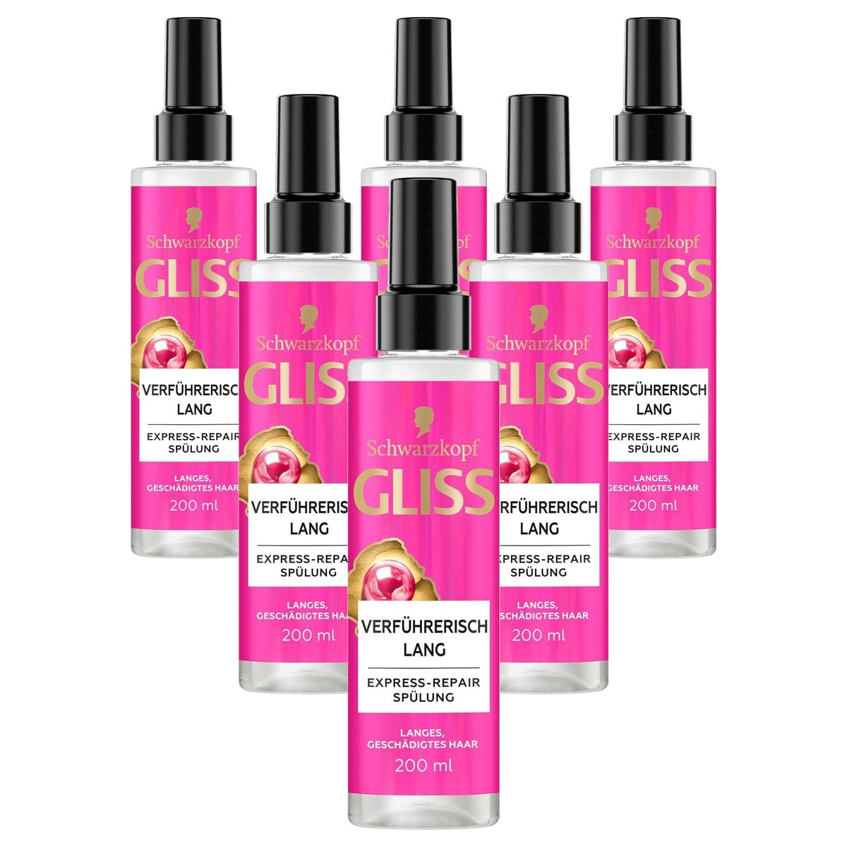 Gliss Express-Repair Conditioner Verleidelijk Lang 6 x 200 ml - Voordeelverpakking