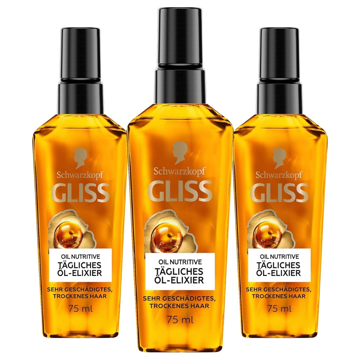 Gliss Haarolie dagelijkse olie-elixer 3 x 75 ml - Voordeelverpakking