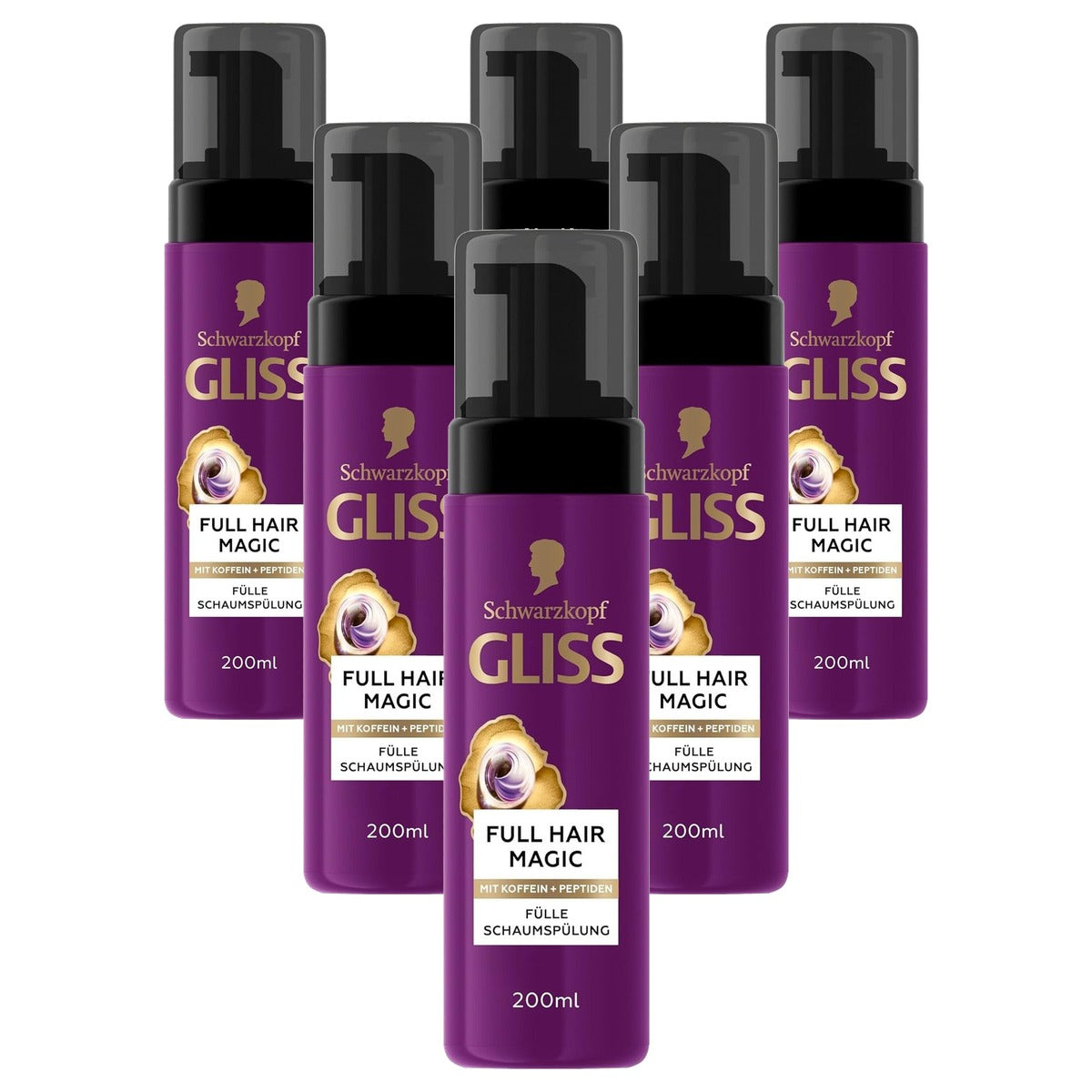 Gliss Kur Full Hair Magic Vulschuimspoeling 6 x 200 ml - Voordeelverpakking