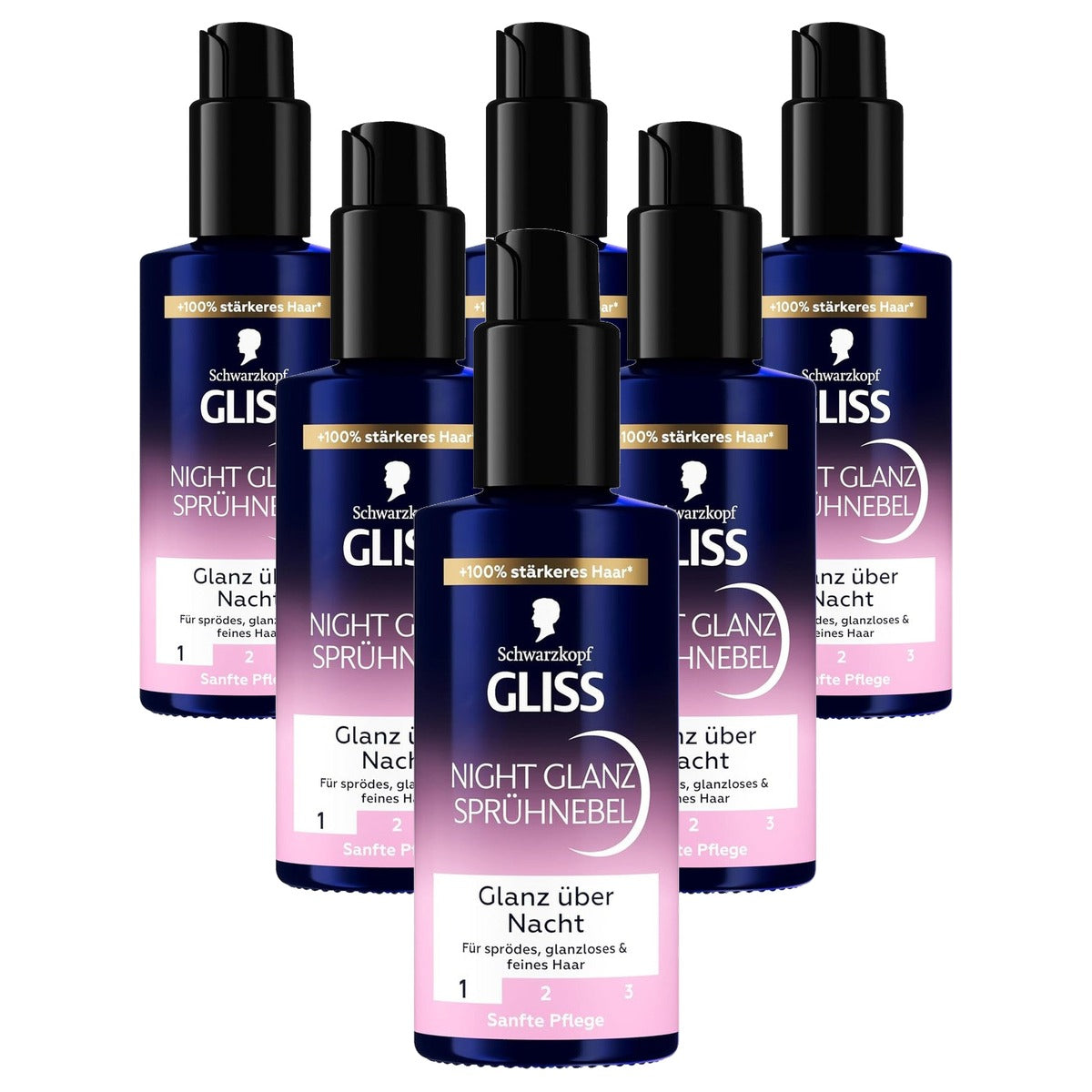 Gliss Kur Night Glans-spray 6 x 100 ml - Voordeelverpakking