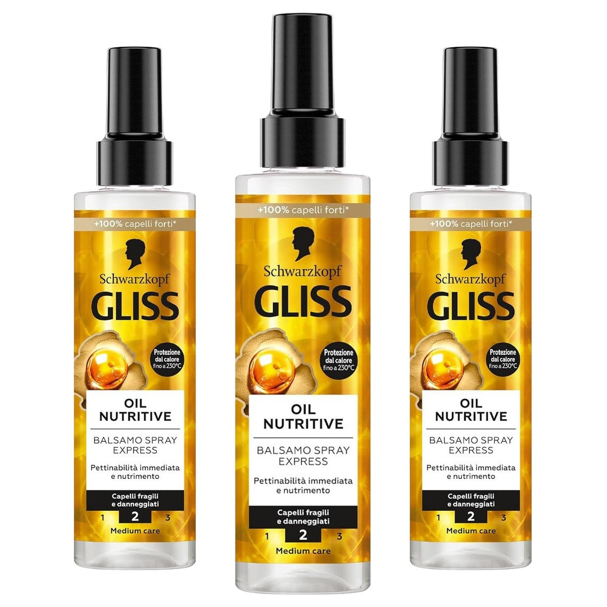 Schwarzkopf Gliss Oil Nutritive Conditioner Spray Express 3 x 200 ml - Voordeelverpakking